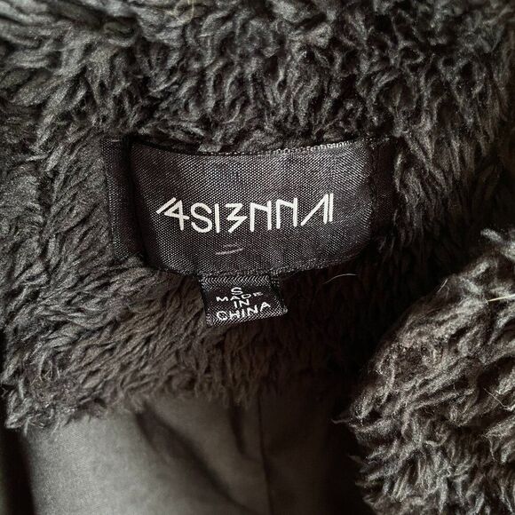 4SIENNA Black Faux Fur Bomber Jacket Size - Picture 1 of 11